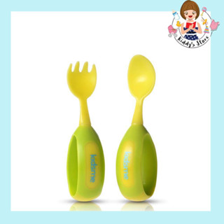 Kidsme Toddler Spoon and Fork Set เซ็ทช้อนส้อมสำหรับเด็กหัดใช้ สีเขียว