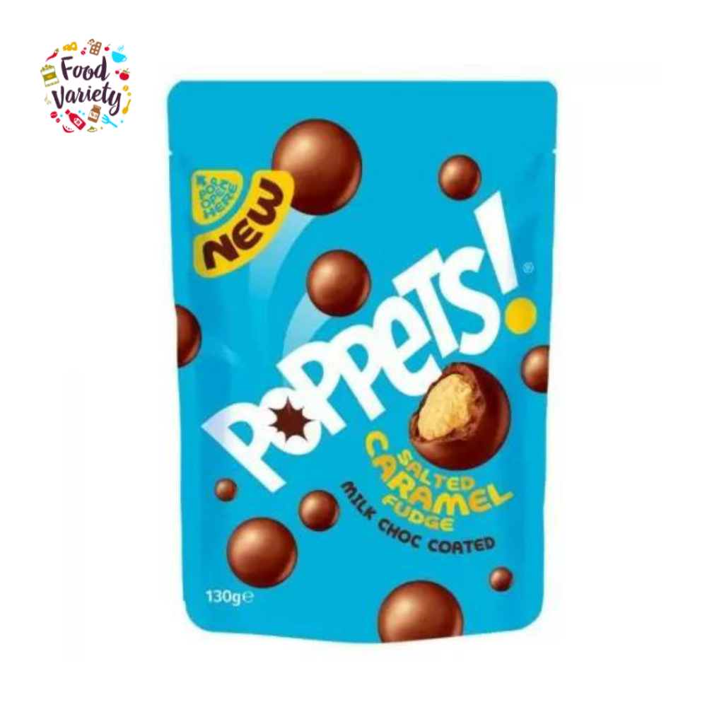 [BestBefore-24Jan2026] Poppets Milk Chocolate Coated Salted Caramel Fudge Pouch 130g