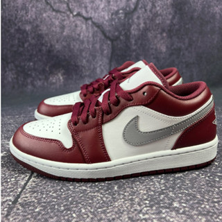 ของแท้ 100%Air Jordan 1 Low "Bordeaux" รองเท้าบาสเก็ตบอลย้อนยุค