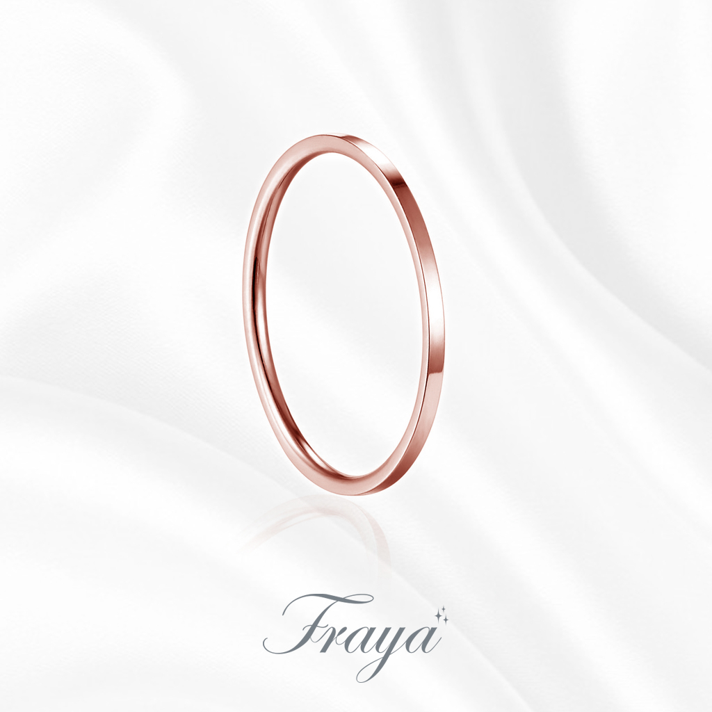 Fraya แหวนนิ้วก้อย แหวนความรัก และ การเงิน บาง 1 mm แบบเหลี่ยม สแตนเลส ไม่บิด ไม่เบี้ยว แข็งแรง ทนทาน  ของขวัญ