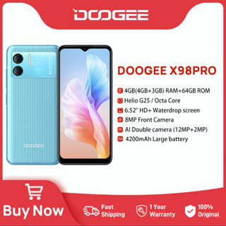 DOOGEE X98 Pro Smartphone 6.52&amp;quot;HD Display G25 Octa Core 4GB+64GB Cellhone 12MP AI Double Camera 4200mAh battery Pho