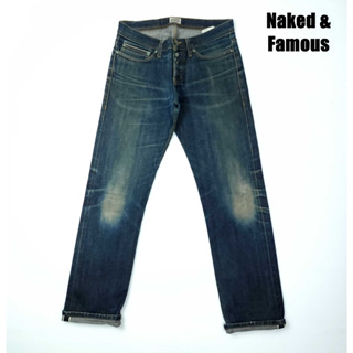 ยีนส์ริมแดง Selvedge Naked&amp; Famous เอว 34 ผ้าด้านเฟดใช้งาน ขากระบอกเล็ก