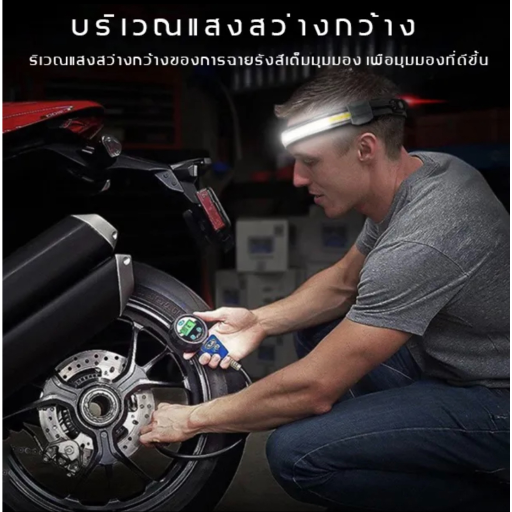 COB ไฟฉายคาดหัว LED แบบชาร์จได้,ไฟฉายคาดหัว สำหรับทำงานกลางแจ้งโคมไฟ L52 - รูปที่ 4