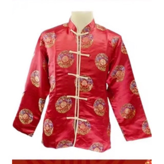 เสื้อจีนผู้ชายแขนยาวลายเหรียญ