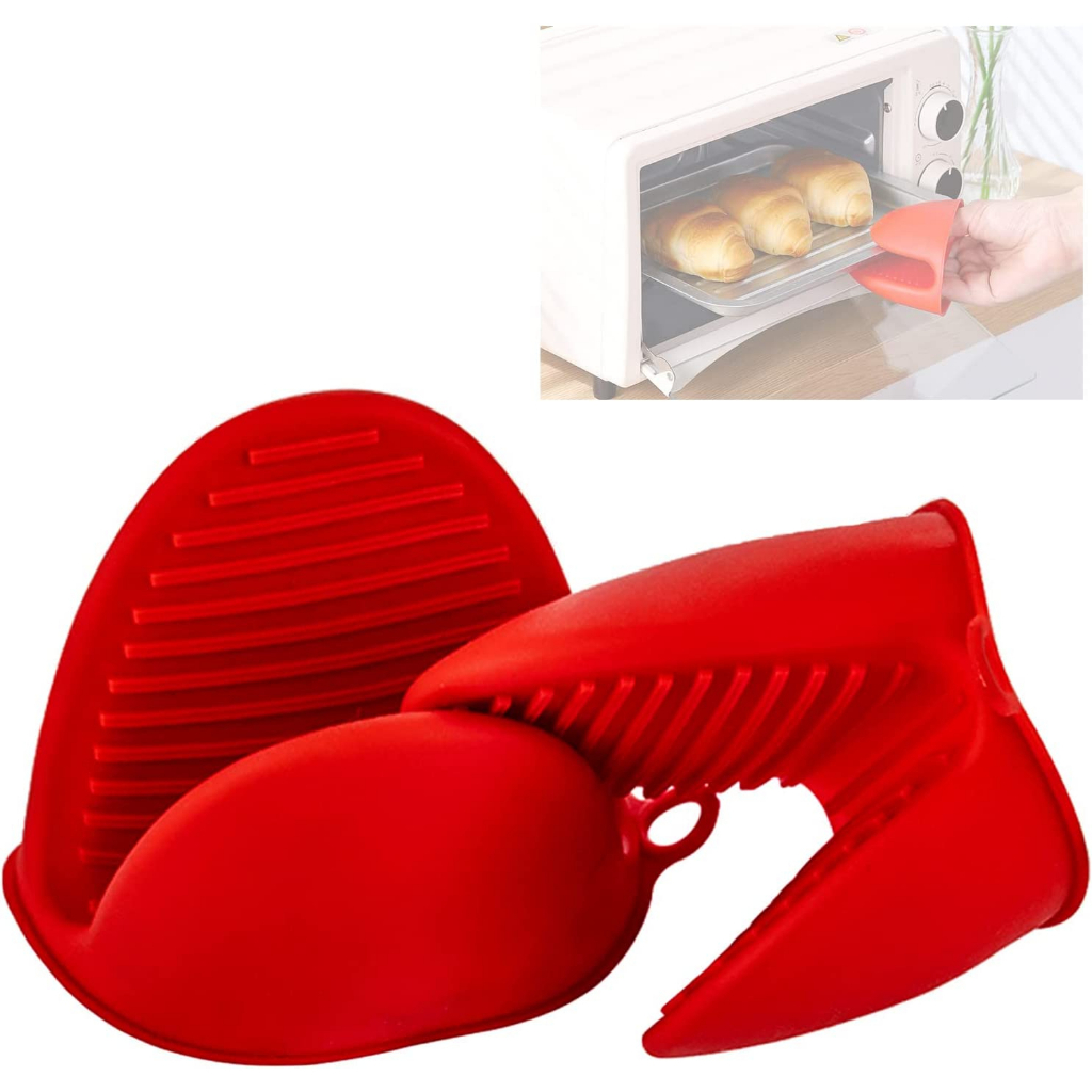 Silicone Cooking Pinch Grips Oven Mitts, Finger Protector Pot Holder for Kitchen,Cooking,Baking,BBQ - Heat Resistant Glo