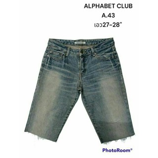 ALPHABET CLUB แท้ เอว27-28"ยีนส์ขาสั้นหญิง