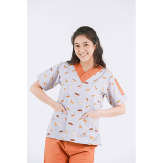 scrubvet: เสื้อสครับลายน้องคอร์กี้