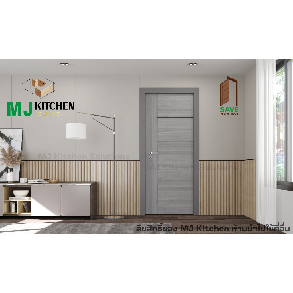 [ Hot] SAVE ประตู ภายใน รุ่น M1 ปิดผิวเมลามีน โครงสร้างไม้จริง ขนาด 80*200/90*200/80*180 cm