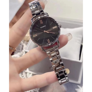 นาฬิกา Casio รุ่น LTP-E414D-1A นาฬิกาผู้หญิงสายแสตนเลส หน้าปัดดำ - สินค้าใหม่ ของแท้ 100% รับประกันสินค้า 1 ปี