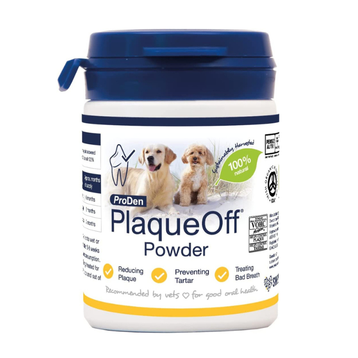 Proden PlaqueOff ขจัดคราบหินปูน ผงโรยอาหาร ลดกลิ่นปาก สำหรับสุนัขและแมว 40 กรัม