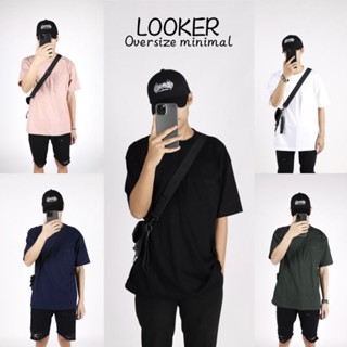 LOOKER - เสื้อยืดโอเวอร์ไซร์กระเป๋าอกซ้าย ผ้าCotton เรียบหรู