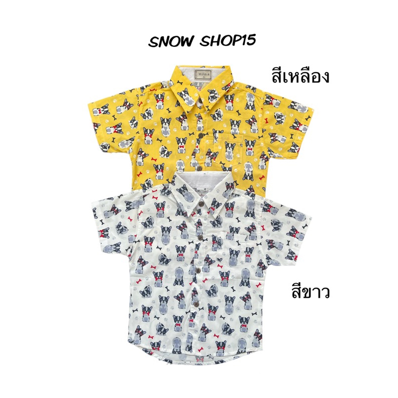 เสื้อเชิ้ตเด็กแขนสั้นลาย เนื้อผ้าคอตตอน(s,m,L,xl,2xl,3xl,4xl)