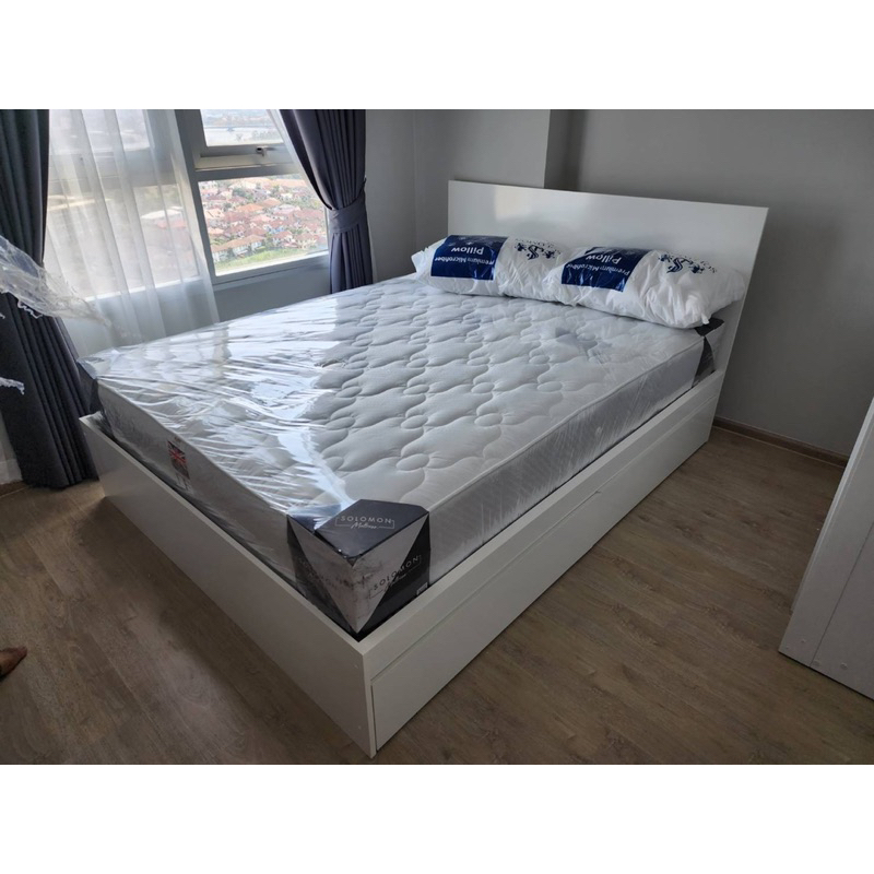 เตียงนอนมีลิ้นชัก มินิมอล เตียงนอนเรียบๆ เตียงสีขาว ส่งพร้อมประกอบให้เลย (ส่งเฉพาะ กทม และ ปริมณฑล) - รูปที่ 4