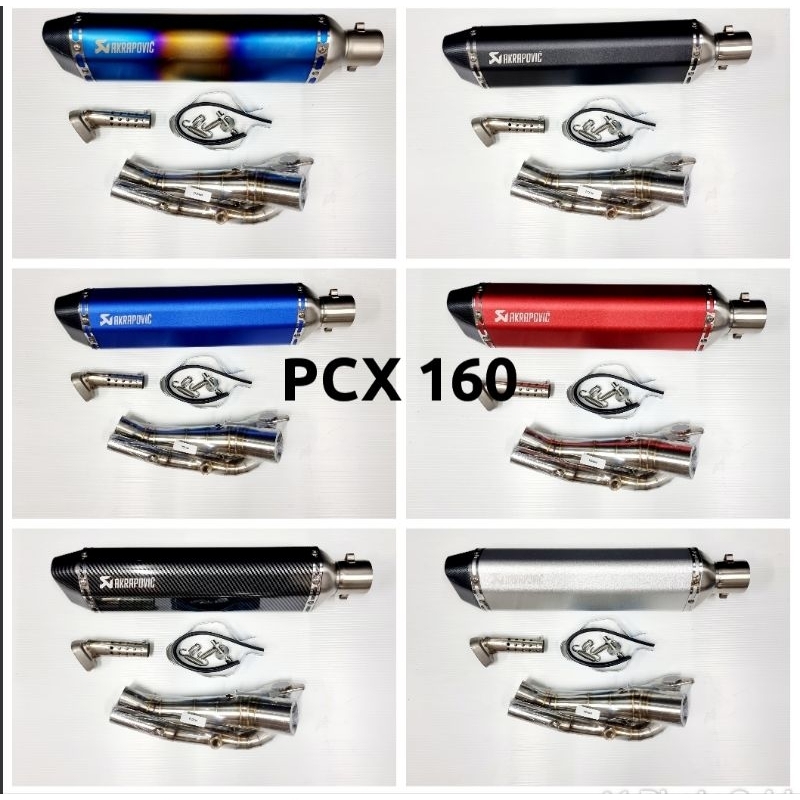 คอท่อ PCX 160 ปี 2021 -22 และ 2023 พร้อมปลายท่อ  Akapovic ตัวผอม ยาว 18 นิ้ว งานดีมาก ฟรีจุกลดเสียง