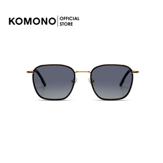 KOMONO Adam Gold Black  แว่นกันแดด ทรงสีเหลี่ยมโลหะ สีดำทอง แป้นจมูกซิลิโคน Polarized