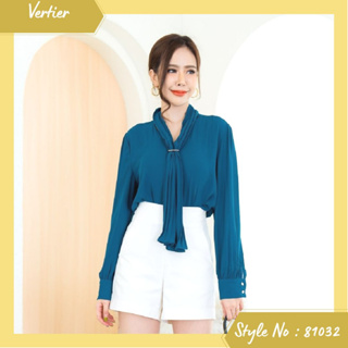 Vertier : No.81032 เสื้อแขนยาวสีพื้น | Solid Long Sleeve Blouse