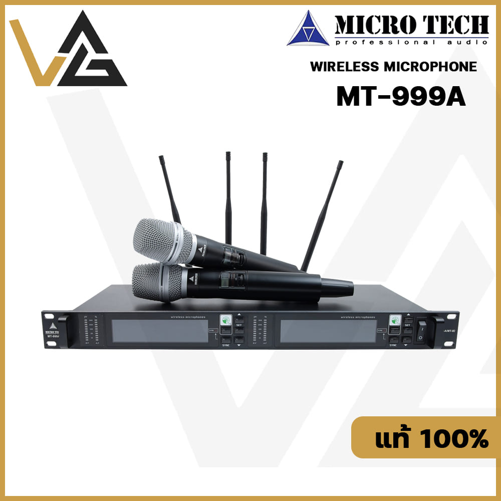 Microtech MT-999A ไมค์ UHF ไมค์ลอย ไมค์ร้องเพลง ไมโครโฟน ไร้สาย ระยะไกล100เมตร ชุดไมค์ พร้อมกระเป๋า 