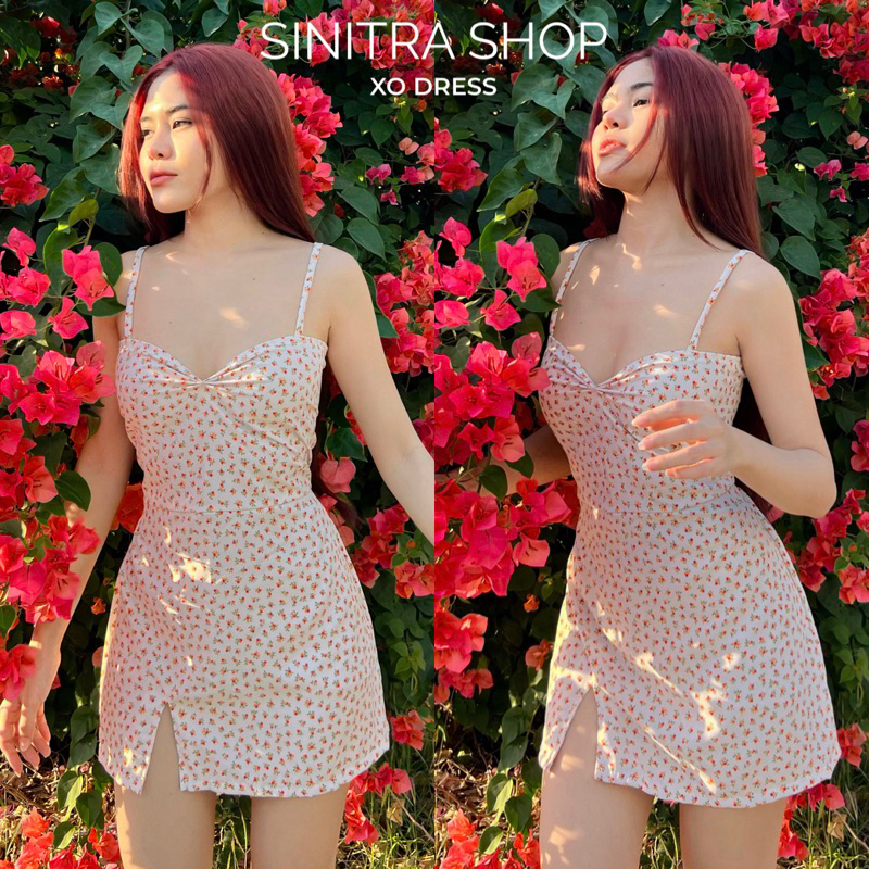XO DRESS เดรสผูกหลังลายดอกไม้ Sinitra Shop