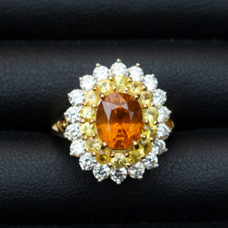 แหวนพลอยบุษราคัมน้ำทองบางกะจะ(Yellow Sapphire) เรือนเงินแท้ 92.5% ชุบทองคำขาว ประดับข้างพลอยบุษราคัม ไซด์นิ้ว 54 หรือเบอ