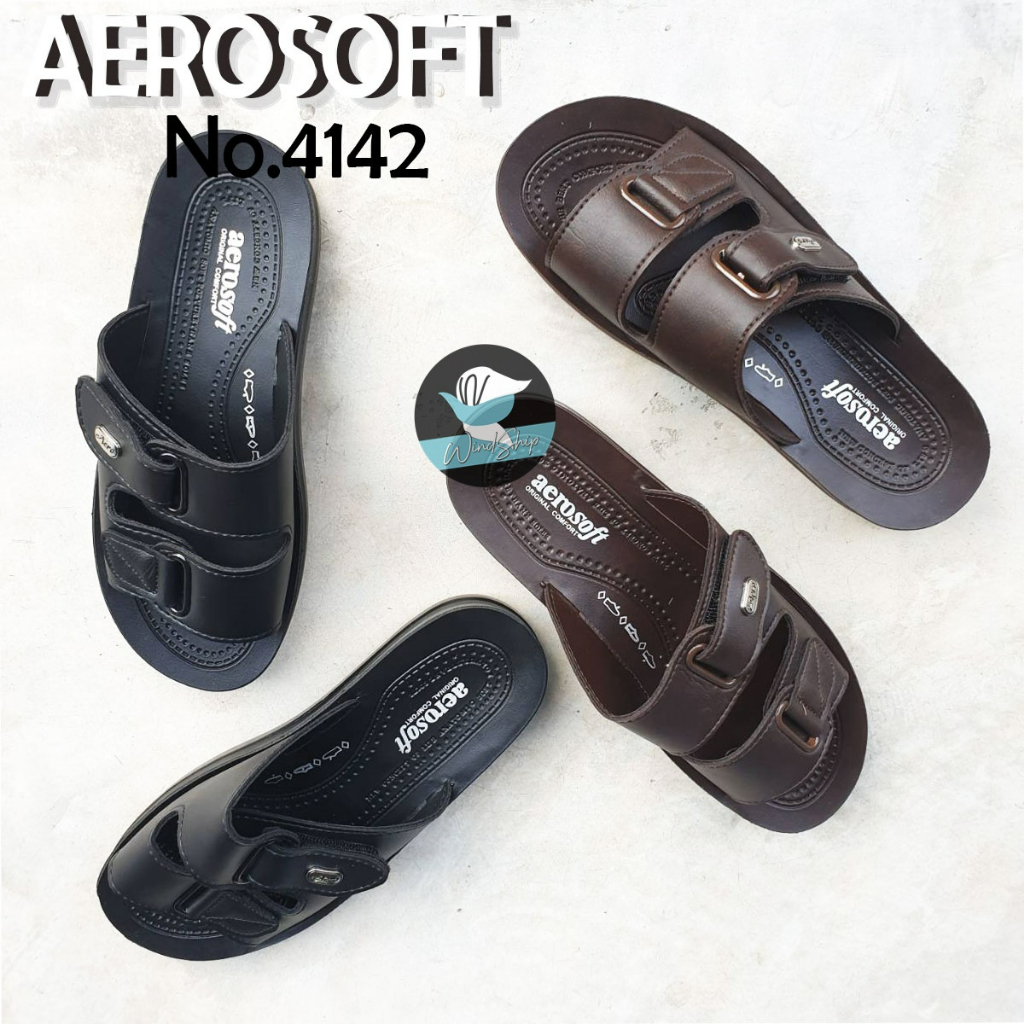 Aerosoft No.4142 รองเท้าแตะผู้ชาย แอโร่ซอฟ รองเท้าสวม เพื่อสุขภาพ (AS4142)
