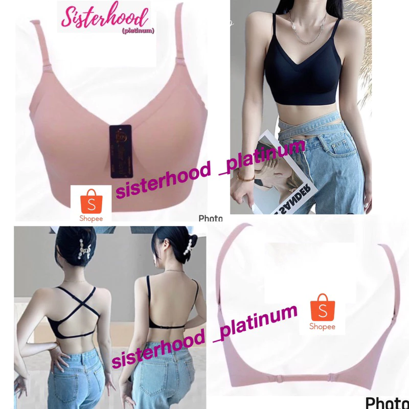 ยกทรงไร้ขอบ ทรงสปอร์ต คอวี เว้าหลังลึก หลังเส้นเดียว Sister Hood