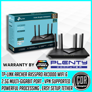 TP-LINK เราเตอร์ Archer AX55 Pro AX3000 Multi-Gigabit Wi-Fi 6 Router with 2.5G Port (รับประกันตลอดอายุการใช้งาน)