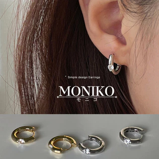 MONIKO ต่างหูโลหะ ประดับเพทาย ขนาดเล็ก สวยหรู สําหรับผู้หญิง