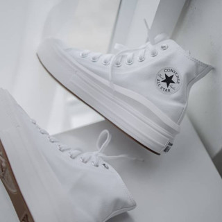 [ของแท้ ส่งฟรี จากไทย] CONVERSE CHUCK TAYLOR ALL STAR MOVE HI PLATFORM OX WHITE/WHITE