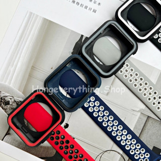 เคส+สายนาฬิกาข้อมือ สีทูโทน ซิลิโคน  สำหรับ Smart watch 7 6 5 4 3 2 1 ขนาด 38/40/41mm 42/44/45mm สายSmart watch T500 X7