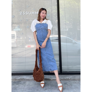 T11- Denim dress เดรสสายเดี่ยวยีนส์