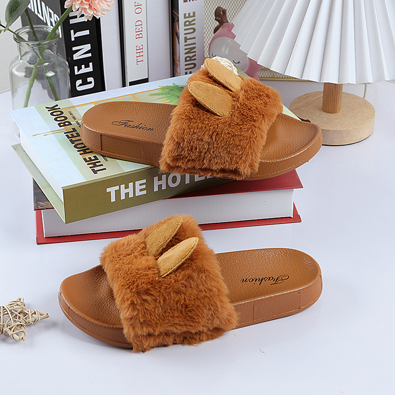 Fshow Sale 🛒รองเท้าแตะแฟชั่นมาใหม่พร้อมส่ง รองเท้าแตะดีเทลหูกระต่ายปุกปุยน่ารักมาก ตัวรองเท้ากระชับ ใส่สบายไม่กัดเท้าแน่ - รูปที่ 4