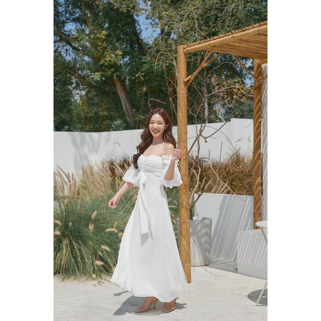 Pirunya - Long Dress 13 เดรสยาว แขนพอง แต่งระบาย