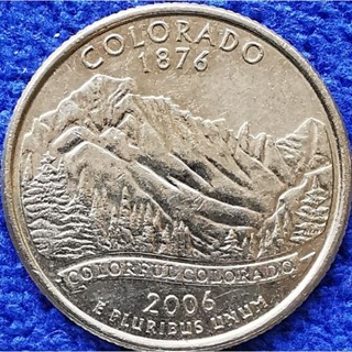 เหรียญ​สหรัฐอเมริกา​ USA, 1 Quarter, Colorado, ชุด​ State Quarter,​ #​2715L, ใช้แล้ว