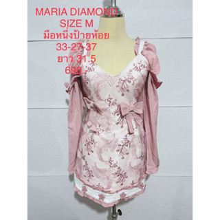 เดรสสั้น สีชมพู แขนยาว MARIA DIAMOND SIZE M มือหนึ่งป้ายห้อย