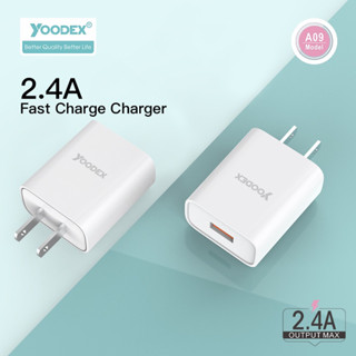 Yoodex หัวชาร์จ A09 1USB 2.4A Charger Set พร้อมสายสำหรับ Micro, iP (iOS), Type-C, ยาว 1ม.