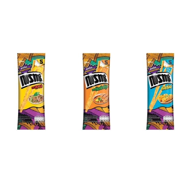 ขนม เพรทซ์ Pretz กูลิโกะ ยกกล่อง 12 ซอง ขนาด 5 บาท คอร์น ลาบ ต้มยำกุ้ง ขนมคบเคี้ยว อาหาร บิสกิต