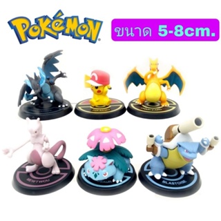 โมเดล Pokemon Mega โปเกมอน ฐานพร้อมชื่อ เซ็ท6ตัว ขนาด5-8cm.