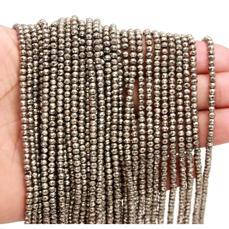 1 ST 15.5cm Long Natural Pyrite Faceted Polished Beads 2mm-3mm/ Top High Quality Stone / Stone for J