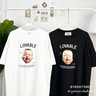 (📍ใส่โค้ด Q8BU79 ลด 20% ) พร้อมส่ง เสื้อยืดโอเวอร์ไซส์ สกรีนลาย LOVABLE (ผ้าคอตตอน)