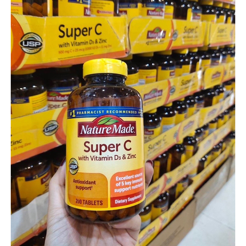 วิตามินซี Nature Made Super C Vitamin D3&Zicn 900mg. 200เม็ด