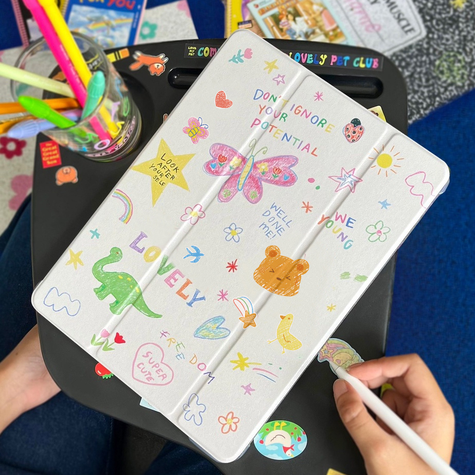 ✨พร้อมส่ง✨ เคสไอแพด pro11 2025 Gen12 mini7 Air5 Air8/7 ผีเสื้อที่วาดด้วยมือ เคส iPad Gen11 Air4 10.9