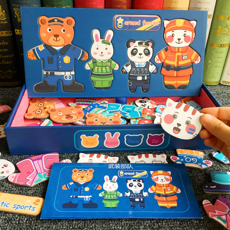 เกมจิ๊กซอว์แม่เหล็กแต่งตัวหมี ฝึกการสังเกตและแยกแยะสี