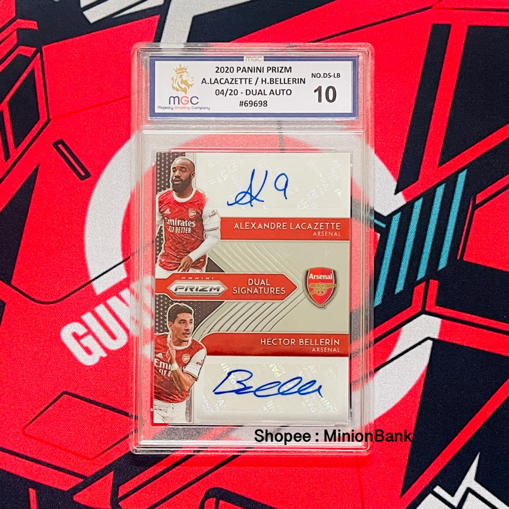 (GRADE 10⭐️) PANINI PRIZM LACAZETTE & BELLERIN /20 DUAL AUTOGRAPH ARSENAL การ์ดฟุตบอล การ์ดบอล ลายเซ