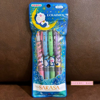 Set ปากกา Zebra Sarasa Clip จากญี่ปุ่น ลาย Doraemon Sleep สีฟ้า หัว 1.0 รวม 4 แท่ง