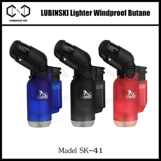 ไฟแช็ค LUBINSKI Lighter Windproof Butane Big Single Torch Jet Blue Lighter for Cooking BBQ Or เติม ไฟแชก SK-41