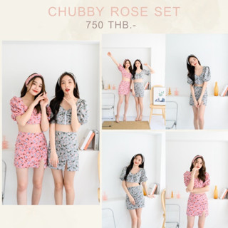 𝑵𝑬𝑾 𝑨𝑹𝑹𝑰𝑽𝑨𝑳🌹 🍉750฿/Set (เสื้อ+กระโปรง+ที่คาดผม)🍉 #LNS128 " Chubby Rose Set " Set 3 ชิ้นค้า เสื้อ+กระโปรง+ที่คาดผม ลายดอ