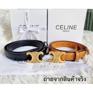 🍓พร้อมส่ง🍓เข็มขัด Celine มีกล่อง อุปกรณ์ครบ สายหนัง สีดำ สีน้ำตาล อะไหล่สีทอง สวยหรู เข็มขัดแบรนเนมด์ ผู้หญิง ซิลิน