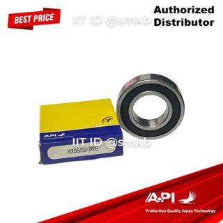 API Bearing ตลับลูกปืน 6206-32 2RS ปิดยางสองด้าน (32-62-16) Size: 32x62x16 Single Row Deep Groove Ball Bearing 6206 /32