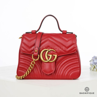 GUCCI MARMONT TOP HANDDEL MINI RED CALF GHW