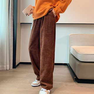 Rommers S-4XL กางเกงลูกฟูกขายาว เอวสูง ขากว้าง ทรงหลวม สำหรับผู้หญิง รุ่นใหม่ปี เสื้อผ้าแฟชั่นผู้หญิง